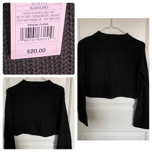 WILD FABLE, CROPPED KNITTED BLACK SWEATER, XXS,XS
